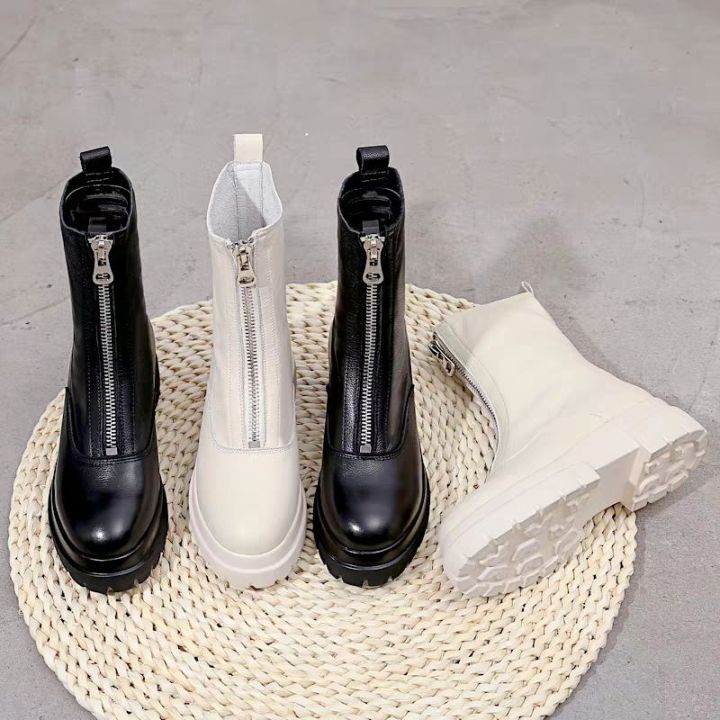 Online%20Influencer%20Martin%20Boots%20Female%20Skinny%20Boots2022New%20Popular%20Spring%20Fleece-Lined%20British%20Style%20All-Match%20Thick%20Bottom%20Elevator%20Ankle%20Boots%20-%20Image%203