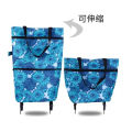 Portable foldable tug bag supermarket shopping bag with wheels tote bag grocery bag large capacity wheel bag.