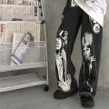 Four Seasons Comfortable Pants Character Sticker Jeans ins Fashion High Street Lazy Harajuku Cargo Pants Streetwear mens jeans. 