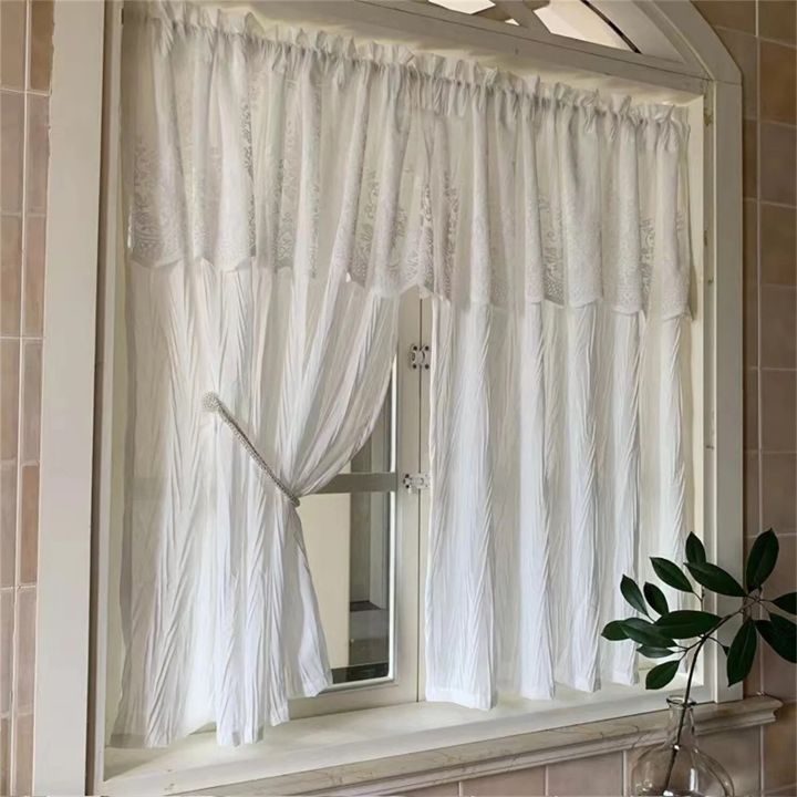 1 Pc White Sheer Curtains - Double-Layered Blackout Curtains Set Sheer Overlay Solid Room Darkening Panels for Living Room