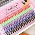 Lvcheryl 100Pcs New Colorful Individual Lashes Extension 12mm Natural Faux Mink Eyelashes 30D Cluster Colored Eyelash Extension Makeup Tool. 