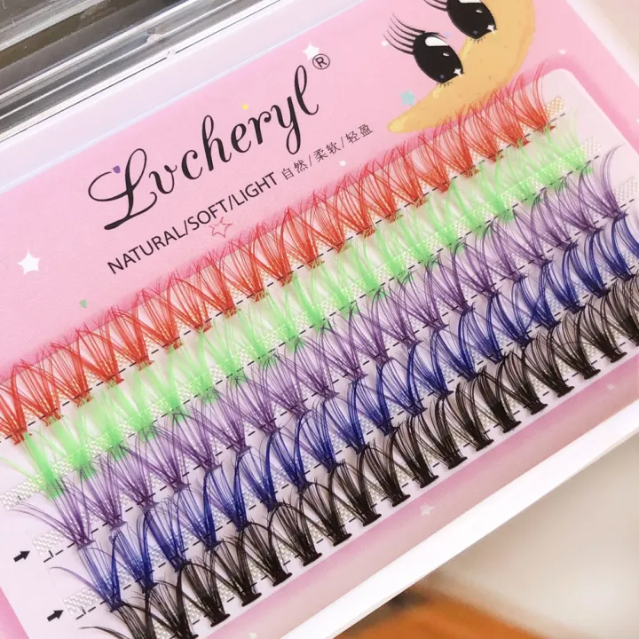 Lvcheryl%20100Pcs%20New%20Colorful%20Individual%20Lashes%20Extension%2012mm%20Natural%20Faux%20Mink%20Eyelashes%2030D%20Cluster%20Colored%20Eyelash%20Extension%20Makeup%20Tool%20-%20Image%204