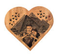 Wooden Engraved Heart shaped Frame plaque with customized picture and text 8x8/6x6 inch. 