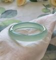 Natural Ice Agate Bracelet Round Flat Bar Clear Water Green Jade Bracelet Chalcedony Maiden Oil Green Bracelet Manufacturers Wholesale One Generation. 