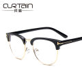 Retro T-shaped glasses frame Half-frame metal white frame glasses trend flat mirror. 