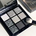 9 Colors Punk Smokey Matte Glitter Eyeshadow Palette Shimmer Eye Shadow Makeup Palette Cool Toned Gray Black Eye Pigment Palett. 