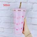 Hello Kitty Stainless Steel Straw Cup Large Capacity Coffee Mug Portable Double Layer Insulation Cups  Tumbler Drinkware. 