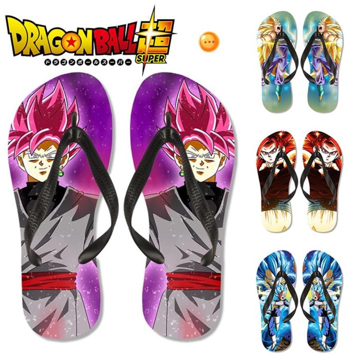 New Dragon Ball Son Goku Vegeta Thong Slippers Anime Super Saiyan Adult Children Beach Flipflops Non-slip Bathroom Home Slippers