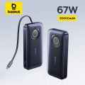 Baseus NOMOS Series 65W 20000mAh Power Bank with Built-in Retractable Type-C Cable, Laptop Portable Charger Built-in Retractable USB C Cable, Fast Charging Battery Pack for Steam Deck, MacBook Pro, iPad, iPhone 16/15 Series, Samsung S23 S22.
