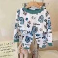 Autumn Winter Kids Thicken Soft Flannel Pajamas Sets New 2024 Baby Boys Girls Cartoon O-neck Pullover Warm Sleeping Sets Pyjamas. 