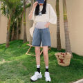 Pregnant Women's Pants Summer Loose Outer Wear plus Size Denim Shorts Summer New Straight Five Points Wide Leg Middle Pants Summer.