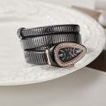 Fashion Simple Snake Shape Quartz Watch Bangle for Women Personality Punk Stainless Steel Cuff Bracelet Party Jewelry.