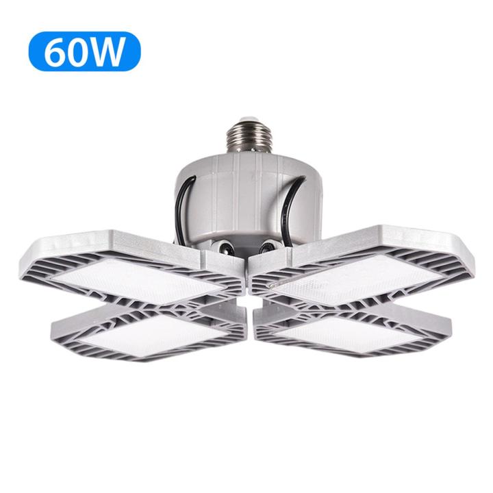 LED Garage Light Foldable Deformable Garage Ceiling Lamp with 4 Adjustable Panels 60W 6000LM for Warehouse Bar Basement