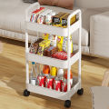 Double Armrest Plastic Trolley Storage Rack Baby Products Snack Storage Rack Kitchen Floor-standing Multi-layer Storage Rack Fayshow. 