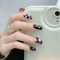 Kawaii 24Pcs/box False Nails Sanrio Kuromi Anime Wearable Press On Nail Tips with Glue Beauty Fashion Detachable Nail Art. 