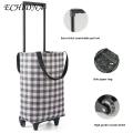 Portable Shopping Cart Portable Folding Grocery Cart with Wheels Waterproof Stair Climbing Trolley Bag for Easy Shopping Collapsible Rolling Cart for 2-in-1 Foldable Shopping Cart.