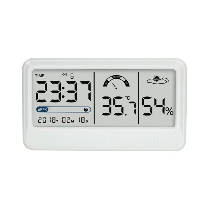 Electronic Digital Hygrometer Humidity Meters Gauge with Time Date LCD Display Clock