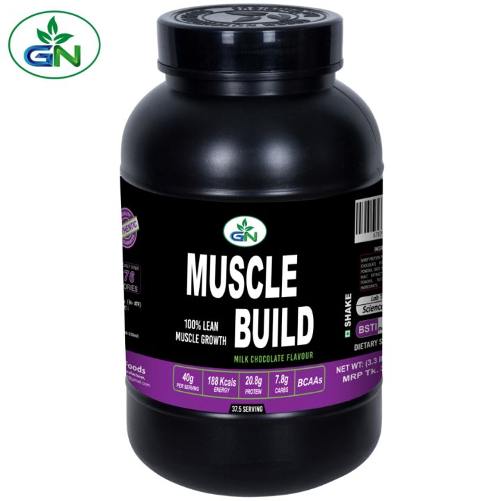 GN Muscle Build 1.5 kg for Men & Women - Increase Stamina - Lean Muscle Growth & Recovery - Post Workout Muscle Builder - Chocolate Flavor - 37.5 Servings