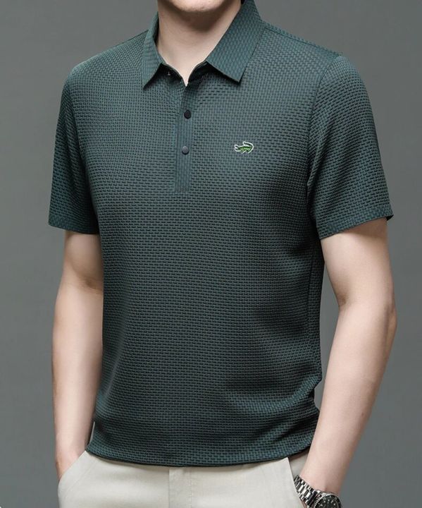 Summer%20New%20Men's%20Halter%20Hollow%20Short%20Sleeve%20Polo%20Shirt%20Ice%20Silk%20Breathable%20Business%20Fashion%20T-shirt%20Men's%20Brand%20Clothing%20-%20Image%206