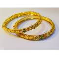 Gold Plated Bangle Set for Women 2 Piece Traditional Churi Design.