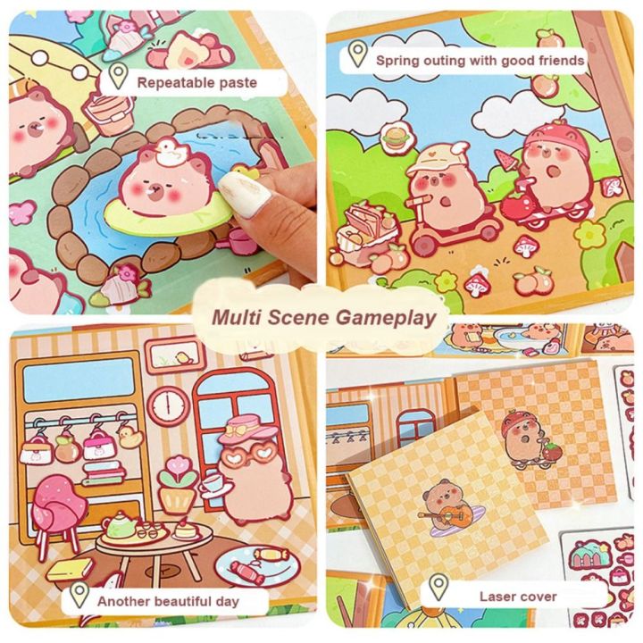 Cute%20Kawaii%20Capybara%20Toy%20Capybara%20Handmade%20Scene%20Sticker%20Book%20Repeatable%20Paste%20Cartoon%20Magnetic%20Quiet%20Book%20-%20Image%204