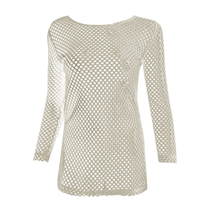 Women%20Bikini%20Cover-ups%20Swimsuit%20Swimwear%20Summer%20Holiday%20Beach%20O-neck%20Lace%20Pullover%20Bikini%20Blouse%20Bohemian%20Beach%20Cover%20Up%20Smock%20-%20Image%204