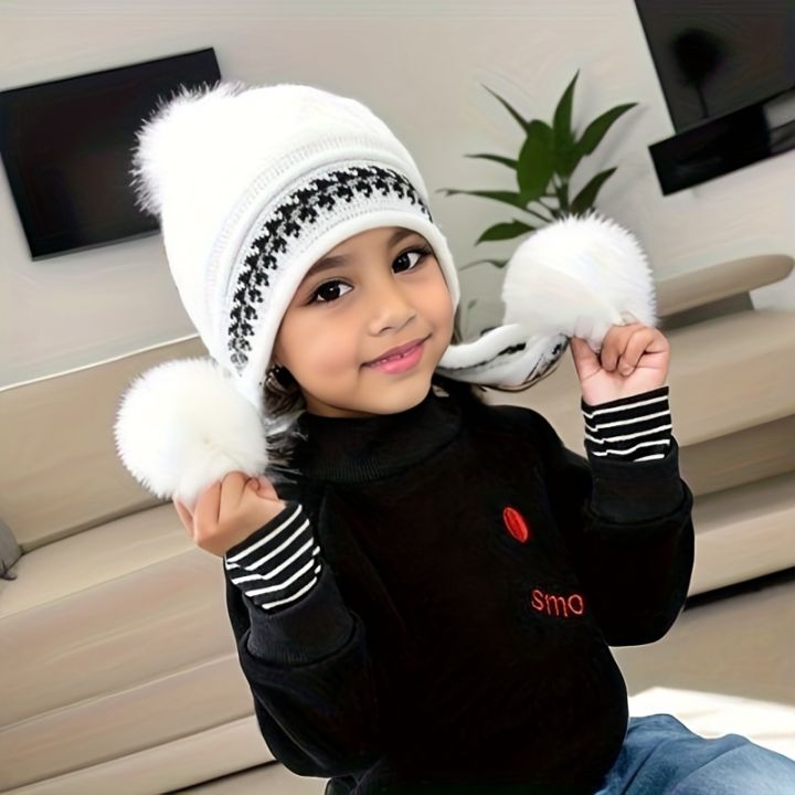 1pc%20Autumn%20And%20Winter%20Cute%20Girls%20Princess%20Hat,%20Plus%20Velvet%20Warm%20Knitted%20Ear%20Protection%20Hat%20For%20Kids%20-%20Image%205
