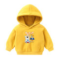 Spring New Children's Sweatshirt Korean Hooded Sweatshirt for Boys and Girls Cartoon Top with Fleece Bear.