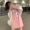 Fake Two Pieces Basketball WearTT-shirt Women's2022New Jersey Student Korean Style Loose Mid-Length Half Sleeveins-. 