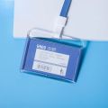 1 PCS Transparent Work Card Badge Holder Office Staff Employees ID Card Clear Pass Name Work Card Cover Case Sleeve with Lanyard.