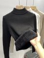 Winter Warm Sweater Pullover Women Slim Thicken Plush Velvet Lined Knitwear Jumper Korean Half Turtleneck Poleras Soft Knit Tops. 