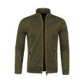 Men Fall Winter Sweater Coat Zipper Pockets Knitted Thin Cardigan Stand Collar Long Sleeves Solid Color Daily Wear Men Jacket.