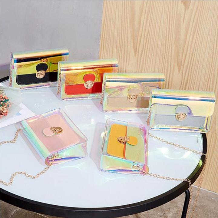 Creek Women Transparent PVC Clear Jelly Clutch Bag Purse Tote Casual Shoulder Handbag Tote Bag