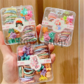 Cute colored Hair Accessories Set: Square Box with Colorful Hair Ties and Mini Hair Clips, suitable for Girls and Children.
