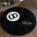 Simulation Billiards 8 Ball Carpet Round Chair Pad Anti-slip Bath Floor Mat Kids Bedroom Retro Black Soft Bedside Decor Rugs.
