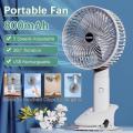 USB Rechargeable Table Fan 3 Speeds Adjustable Clip-on Fan 360° Rotation Home Desk Air Cooling Fan. 