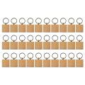 ARELENE 30Pcs Blank Square -Shaped Wooden Keychain DIY Wood Keychains Key Tags DIY Gifts. 