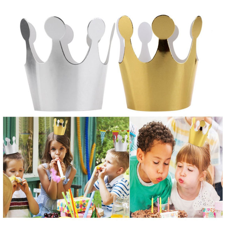 10pcs Birthday Paper Hats Prince Princess Crown Decoration Cake Cap for Boy Girl Party Hats LaoXzhongX