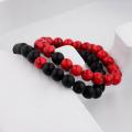 2Pcs Couples Long Distance Bracelet Natural Natural Stone Red Black Yin Yang Beaded Bracelets for Men Women Best Friend. 