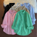 women's fashion all-match pocket linen shirt.