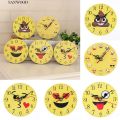 〓Creative Funny Emoji Round Wall Clock Living Room Bedroom Home Decor.