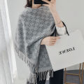 Autumn/Winter 2021 imitation cashmere warm jacquard short beard tassel scarf ladies geometric air conditioned shawl versatile scarf. 