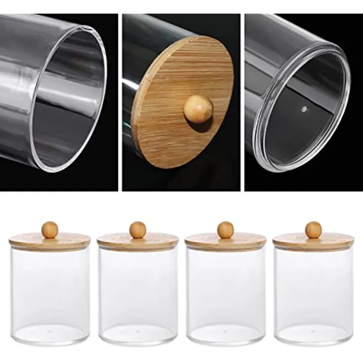 4%20Pack%20Qtip%20Holder,%2010-Ounce%20Bathroom%20Organizer%20Accessories%20Storage%20Containers%20Clear%20Plastic%20Apothecary%20Jars%20with%20Bamboo%20Lids%20for%20Cotton%20Ball,%20Cotton%20Swab,%20Floss%20-%20Image%206