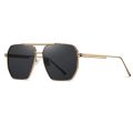 High Quality Square Polarized Sunglasses For Women Retro Oversized Double Bridge Sun Glasses Men Luxury Big Metal Goggle Shades.