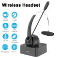 Call Center Office Bluetooth Headphones With Mic Charging Base Wireless Headset HiFi Noise Cancelling Earphones For PC Laptop. 