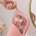 Travel Makeup Brush Bag Portable Cosmetic Brush Holder Organizer Waterproof Stand-Up Makeup Brush Pouch Zipper Toiletry Bag.