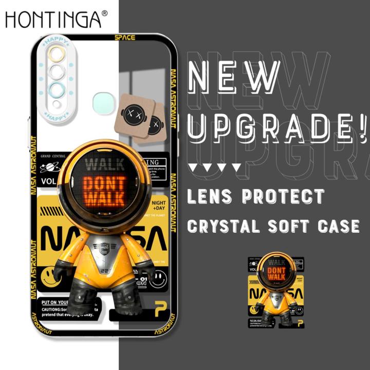 Hontinga for Vivo Y19 Back Cover New Astronaut Crystal Case Camera Protection Transparent TPU Soft Phone Cover