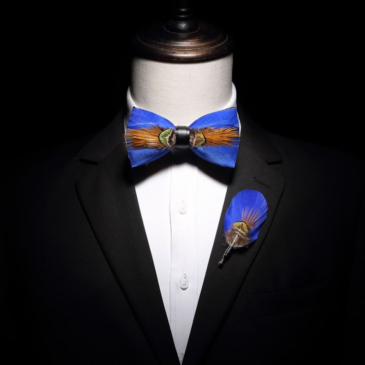KAMBERFT%20design%20handmade%20feather%20bow%20tie%20brooch%20wooden%20box%20set%20high%20quality%20men's%20bowtie%20leather%20tie%20for%20wedding%20party%20banquet%20-%20Image%206