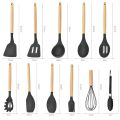 12PCS Food Grade Silicone Kitchen Cookware Utensils Turner Spatula Measuring Spoons Practical Cooking Tool Kitchenware Set. 