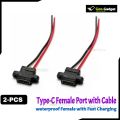 Type-C 2-Pin Waterproof Female USB-C Socket Port with Screw Hole | Fast Charging Interface USB Connector with Cable.